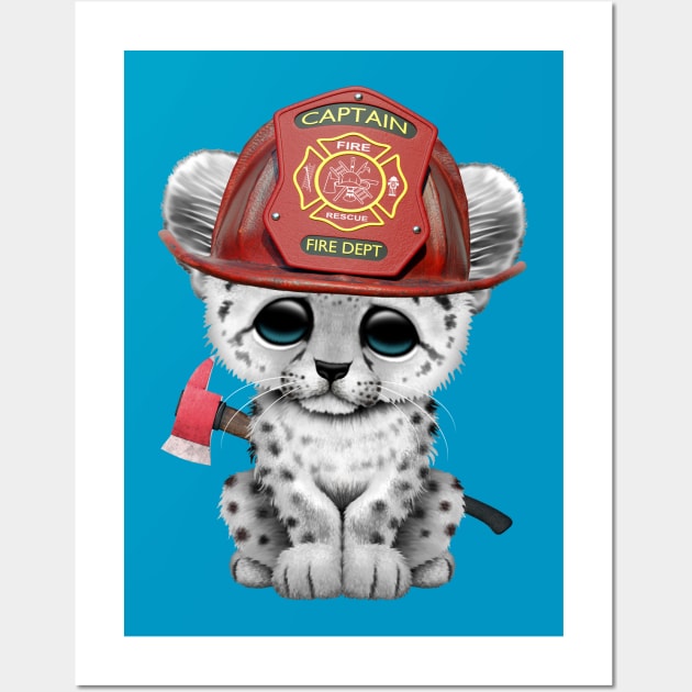 Cute Snow Leopard Cub Firefighter Wall Art by jeffbartels